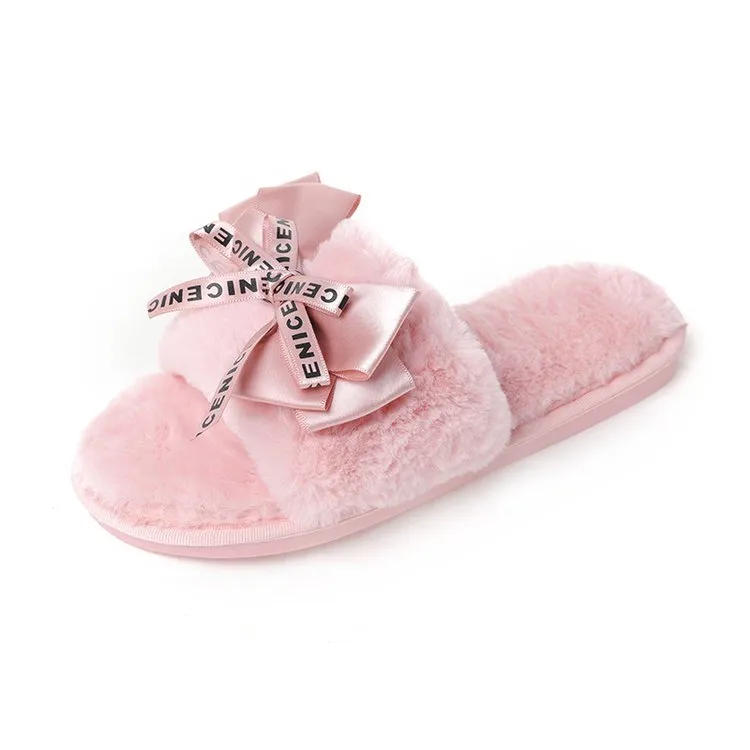 Feminine Slippers Women Plush Home Faux Fur Slippers
