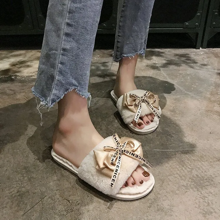 Women Plush Home Faux Fur Slippers Adda Slippers