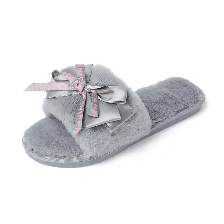 Size House Slippers Women Plush Home Faux Fur Slippers