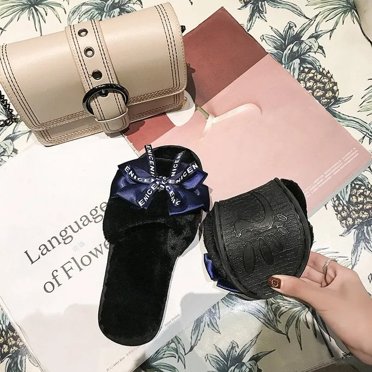 Slide Shoes Women Plush Home Faux Fur Slippers