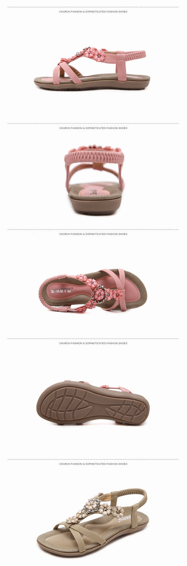 Heel Sandals Closed Toe Women's Boho Casual Flat Ankle Elastic Flip Flop Sandals