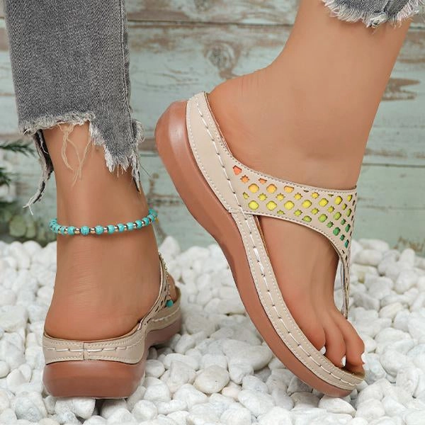 Women's Casual Color Plaid Flat Flip Flops 13332103S Good Cheap Flip Flops