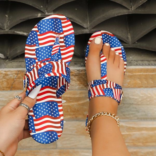 Flip Flops For Sensitive Feet Women's Casual Flat Belt Buckle Fashion Beach Flip Flop 76559314S