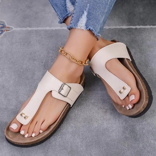 Women's Fashion Buckled Decorative Flat Flip Flops 31046881S World's Most Expensive Flip Flops