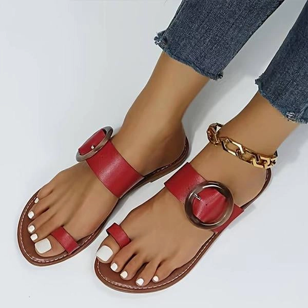 Dope Flip Flops Women's Fashionable Flat Buckle Beach Flip-Flops 99182042S