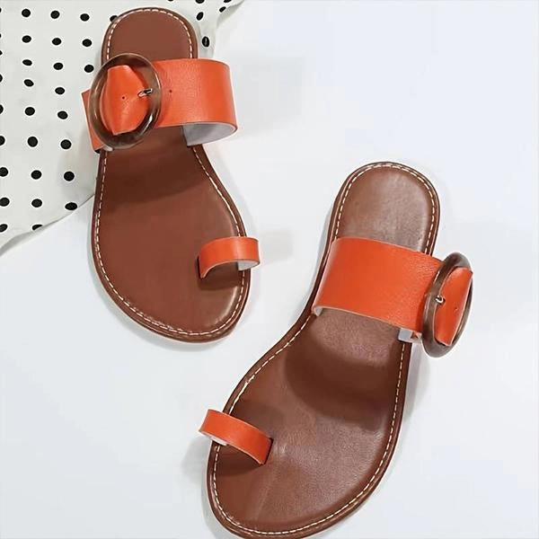 Women's Fashionable Flat Buckle Beach Flip-Flops 99182042S Tacky Flip Flops