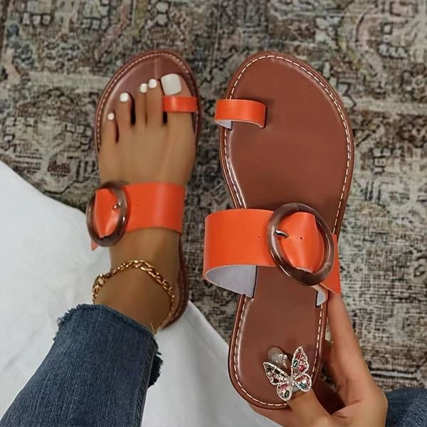 Women's Fashionable Flat Buckle Beach Flip-Flops 99182042S Flip Flops Crafts