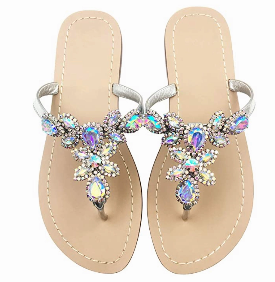 Women's Summer Rhinestone Jeweled Sandals Cleanup Flip Flops