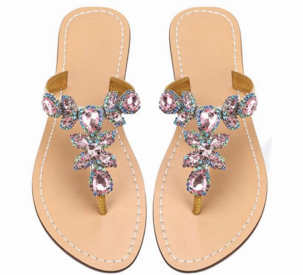 Women's Summer Rhinestone Jeweled Sandals Flip-flops You Can Wear All Day Pain-free