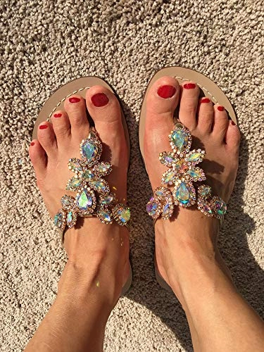 Women's Summer Rhinestone Jeweled Sandals Flip Flops Mit Absatz