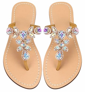Women's Summer Rhinestone Jeweled Sandals Insoles For Flip Flops