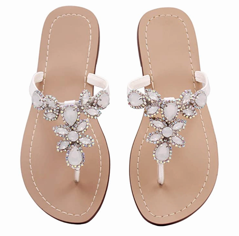 Women's Summer Rhinestone Jeweled Sandals Locco Flip Flops