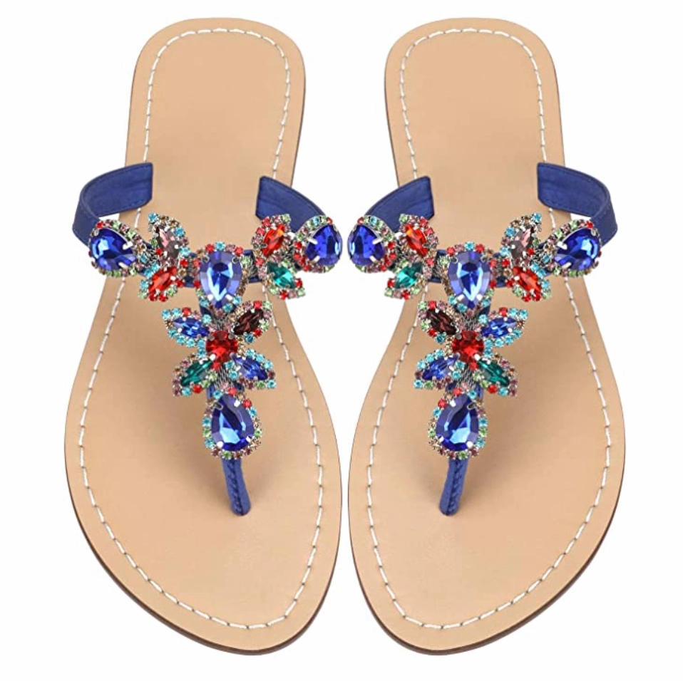 Women's Summer Rhinestone Jeweled Sandals Traditional Flip Flops
