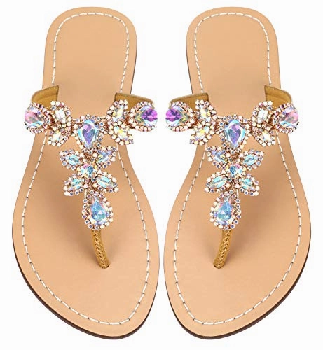 Best Fishing Flip Flops Women's Summer Rhinestone Jeweled Sandals