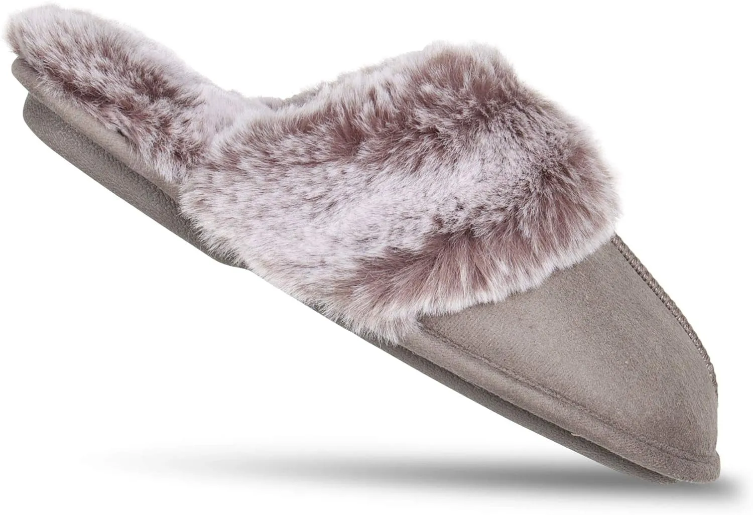 Channel Slippers Women'S Comfy Faux Fur House Slipper Scuff Memory Foam Slip on Anti-Skid Sole