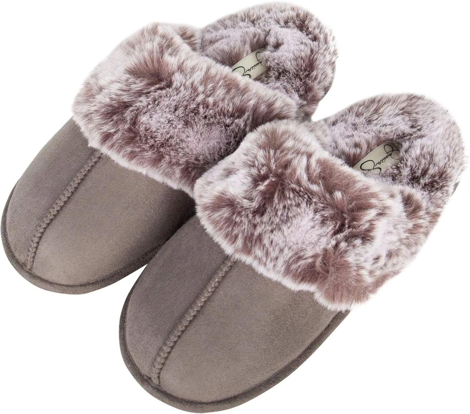 Slides With Closed Toe Women'S Comfy Faux Fur House Slipper Scuff Memory Foam Slip on Anti-Skid Sole