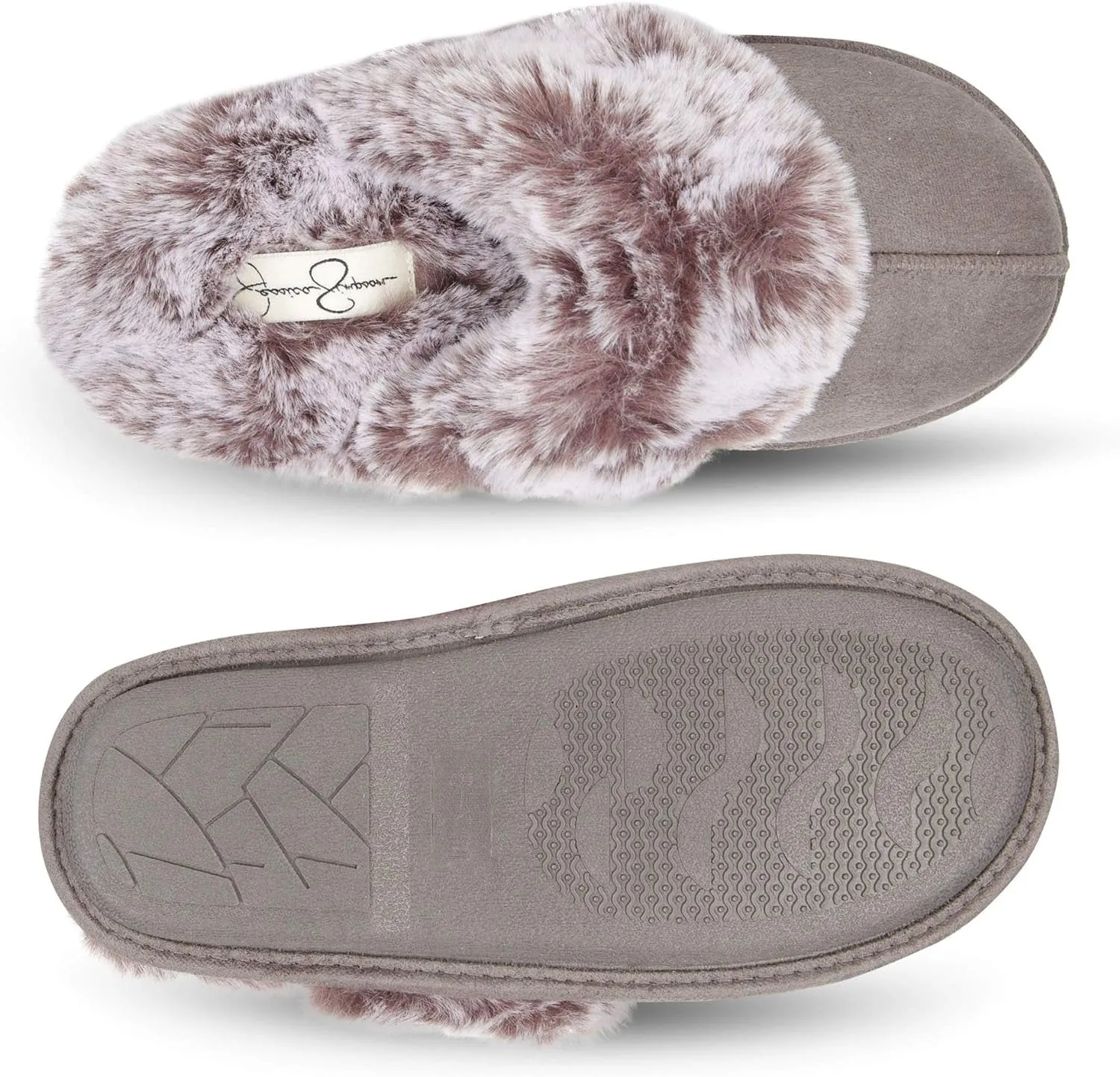 Women'S Comfy Faux Fur House Slipper Scuff Memory Foam Slip on Anti-Skid Sole Palace Slippers
