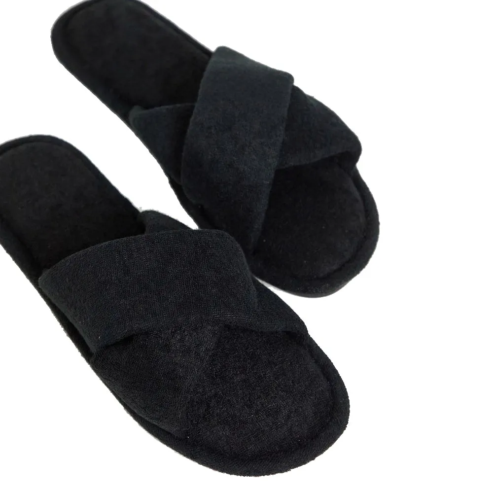 Shoes That Are Like Slippers Women's Cross Strap Slipper,Black