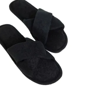 Women's Cross Strap Slipper,Black Strawberry Slides