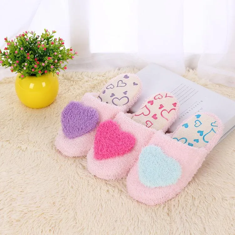 Sanuk Slides Women's cute heart slippers soft plush warm house shoes