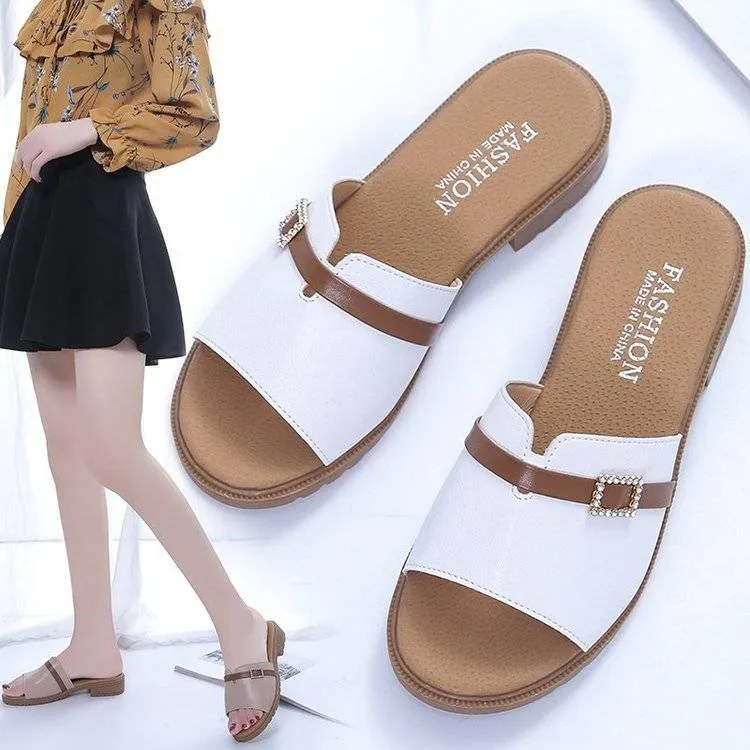 Women's Fashion Buckle Slide Sandals TC-288 Deluxe By Dearfoams Slippers