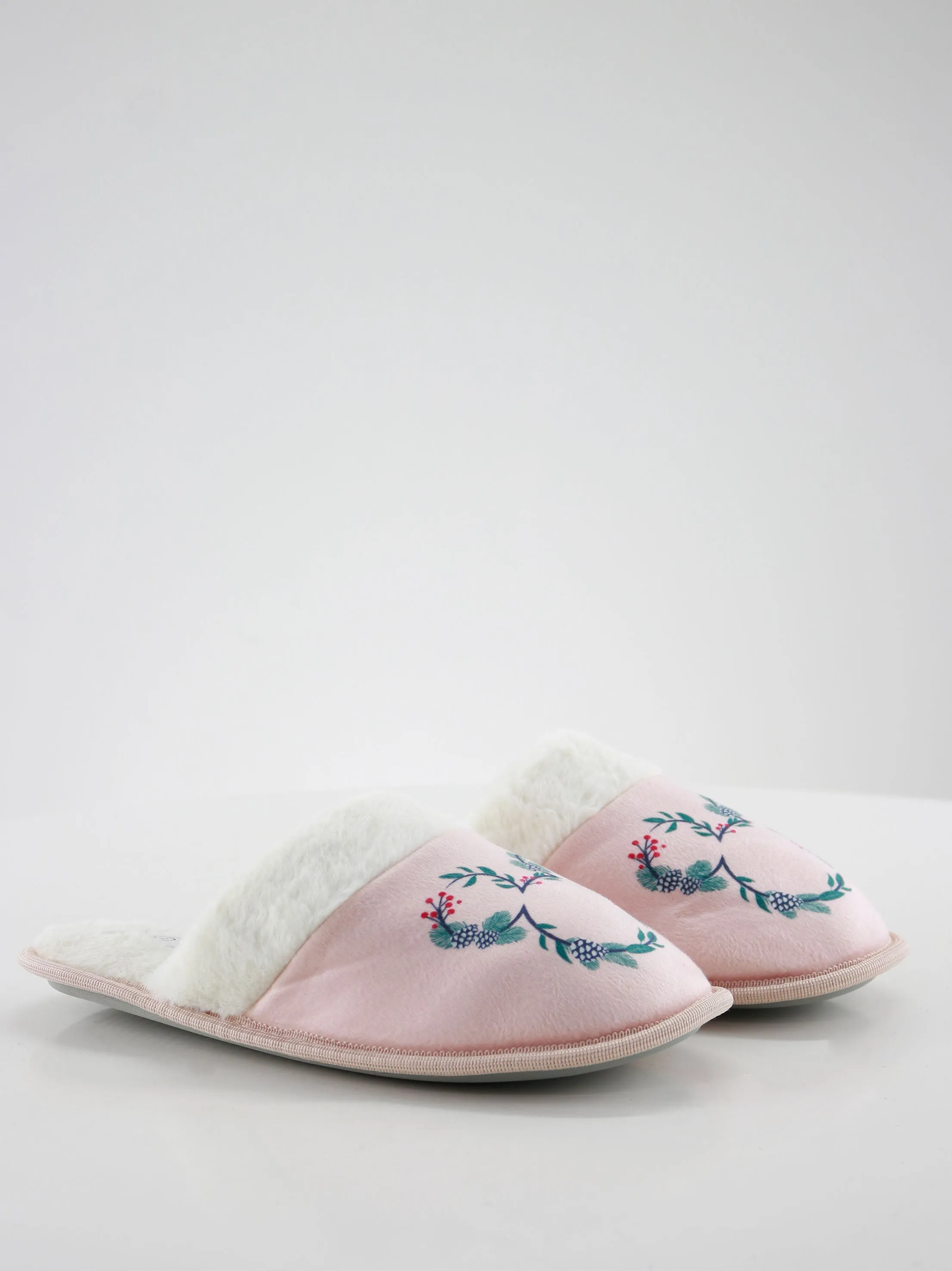Women's Faux Fur Floral Slippers,Pink Free Knitting Pattern Slippers