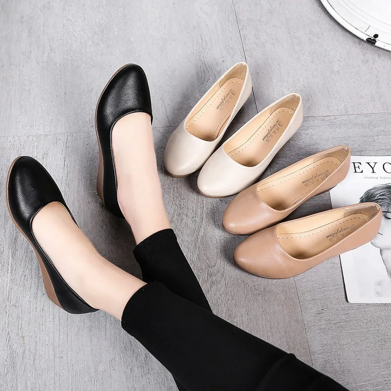 90s Loafers Women's Flat Round Toe Casual Slip On Loafers Shoes - F217