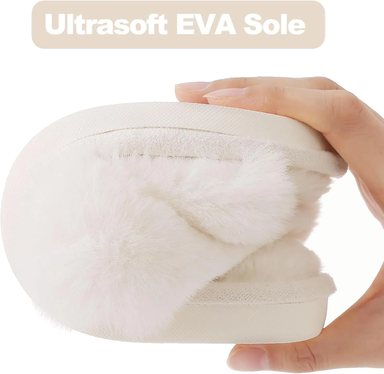 Women'S Fuzzy Slippers Cross Band Memory Foam House Slippers Open Toe Ladies Slippers Size 6