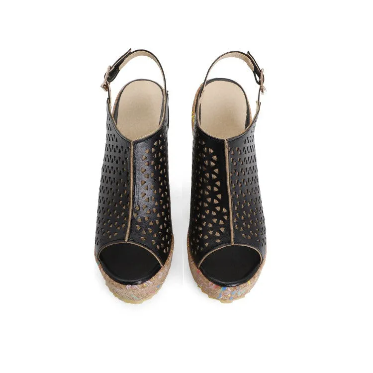 Jaw Slide Women's High Heel Platform Wedges Sandals