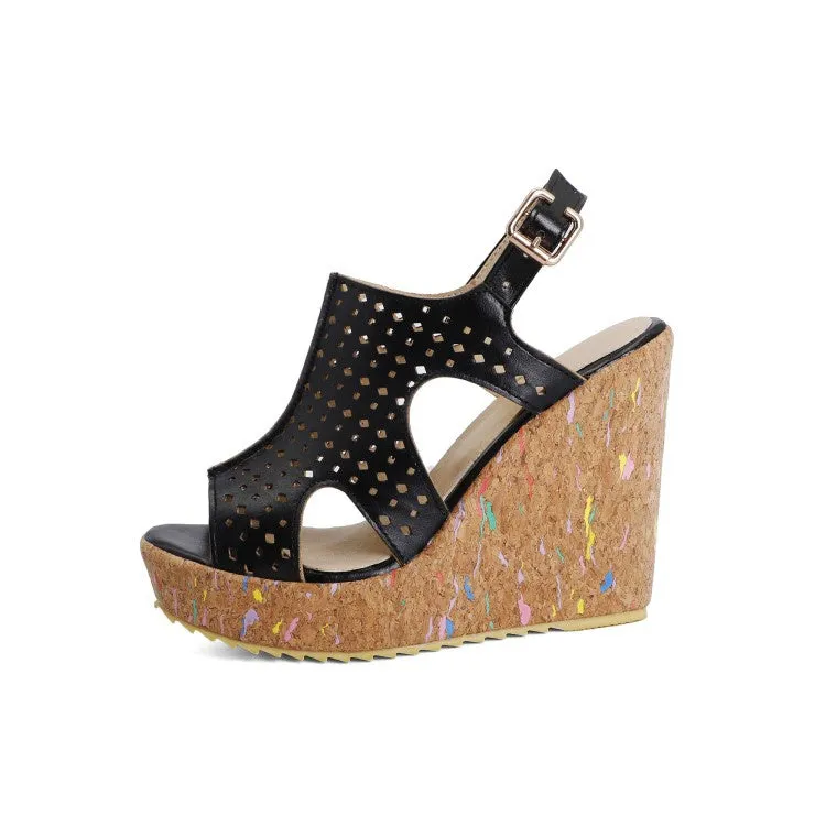 4d Foam Slides Women's Open Toe High Heel Platform Wedges Sandals