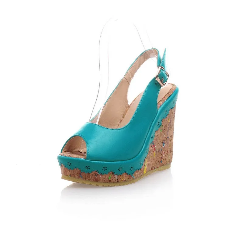 Schnauzer Slippers Women's Peep Toe Slingbacks Platform Wedges Sandals