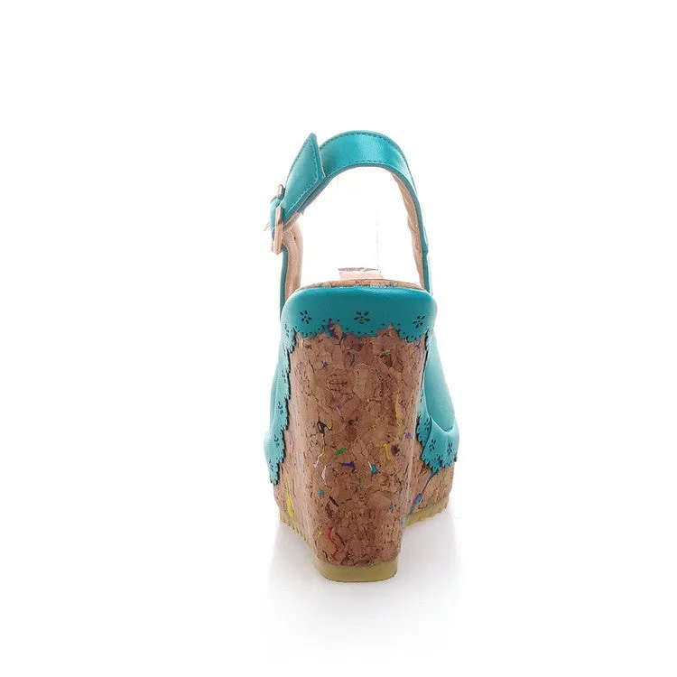 Mules Slides Sandals Women's Peep Toe Slingbacks Platform Wedges Sandals