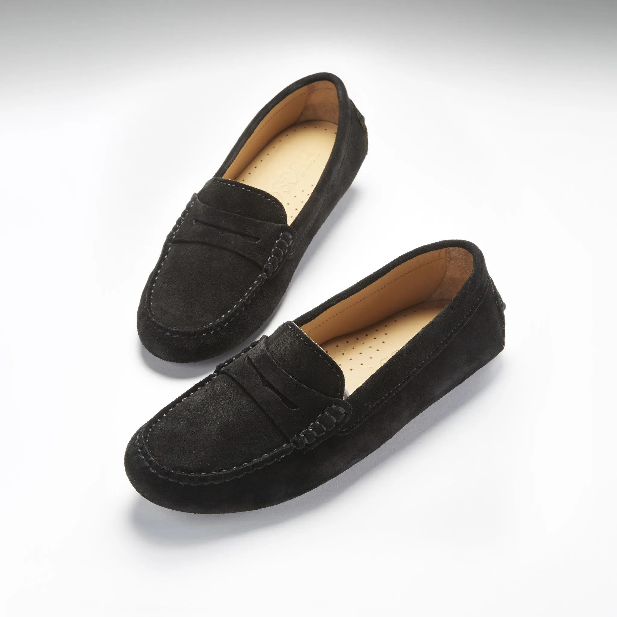 Loafers Extra Wide Women's Penny Driving Loafers, black suede