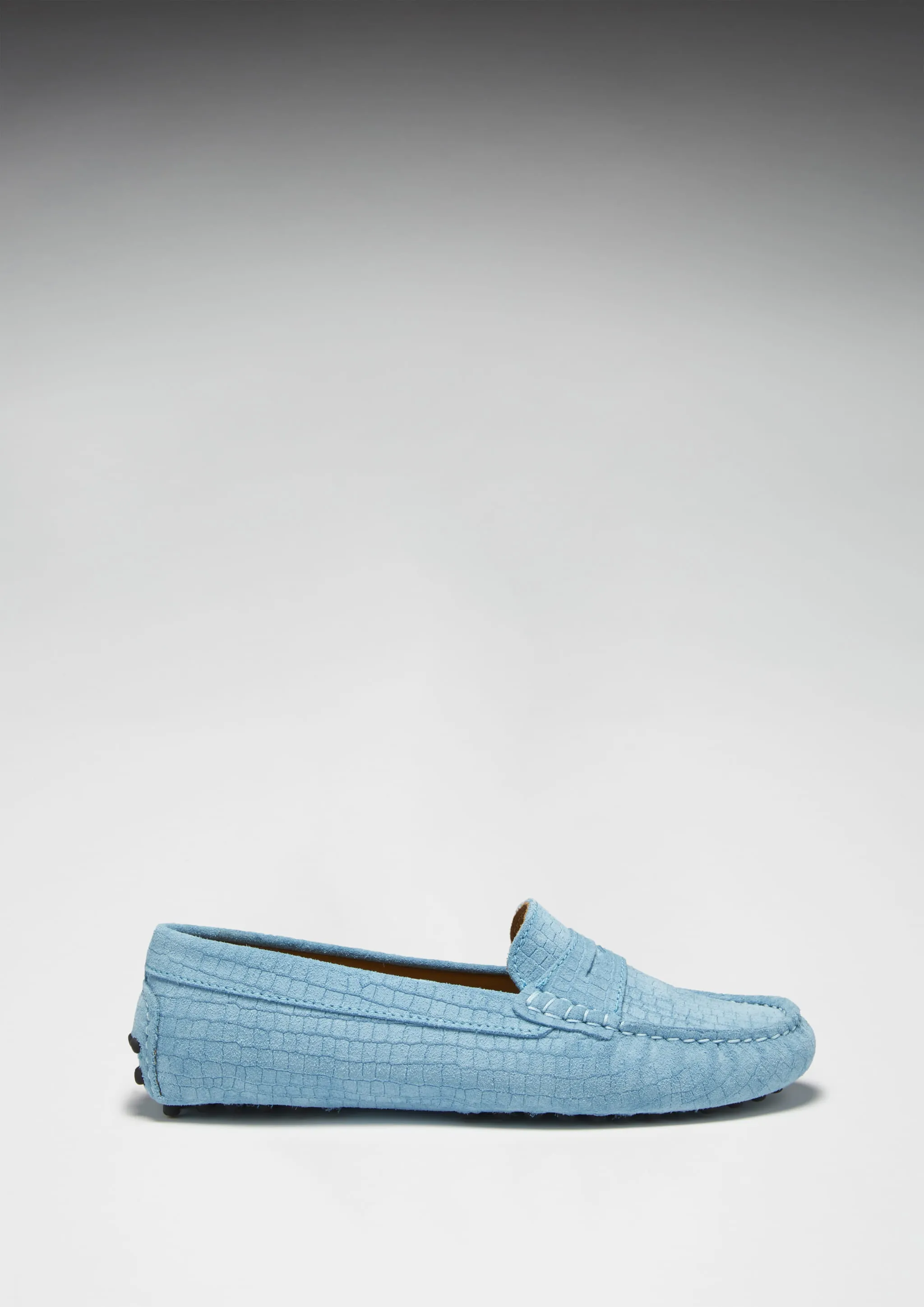 Women's Penny Driving Loafers, blue embossed suede Gucci Princetown Loafers