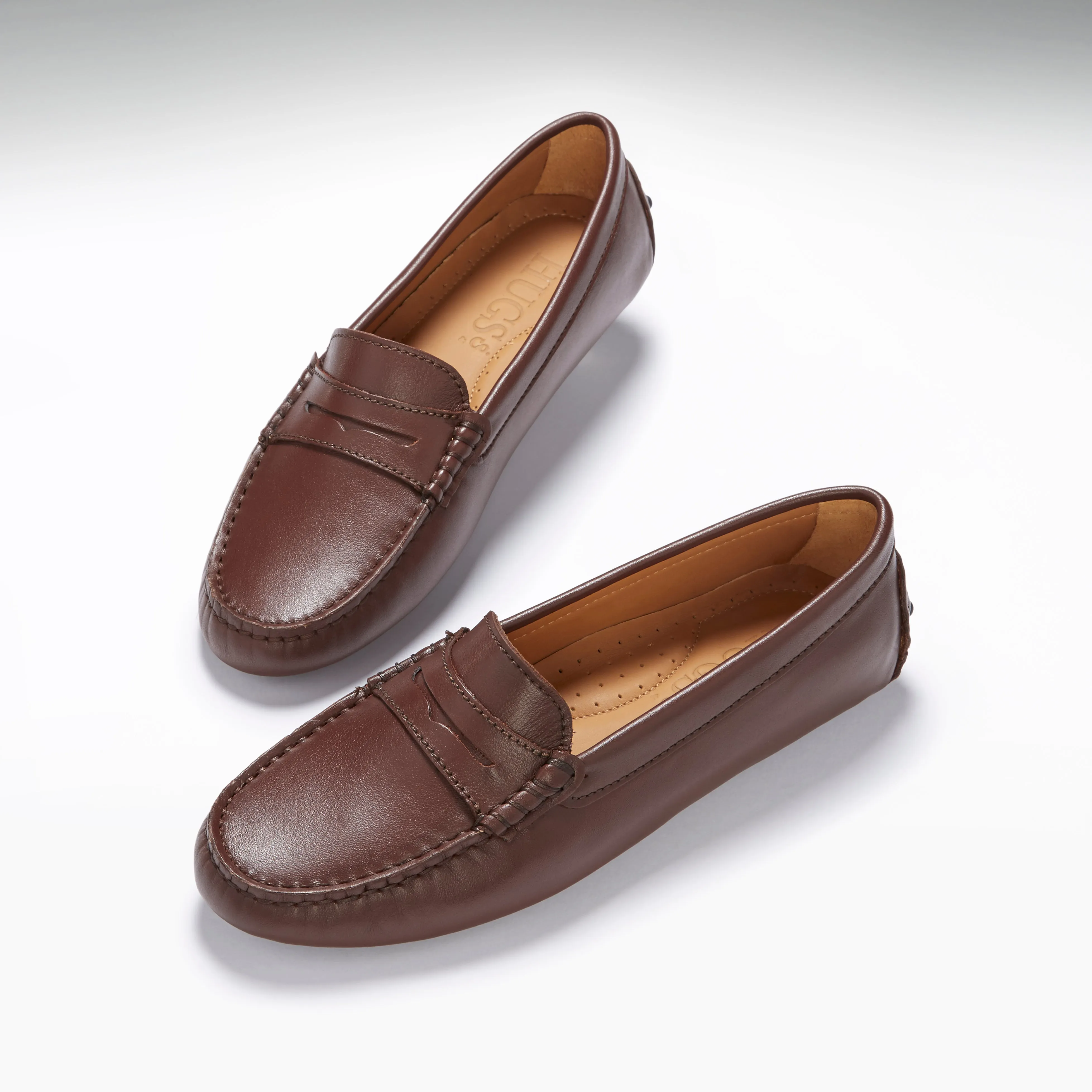 Cherry Wood Loafers Women's Penny Driving Loafers, brown leather