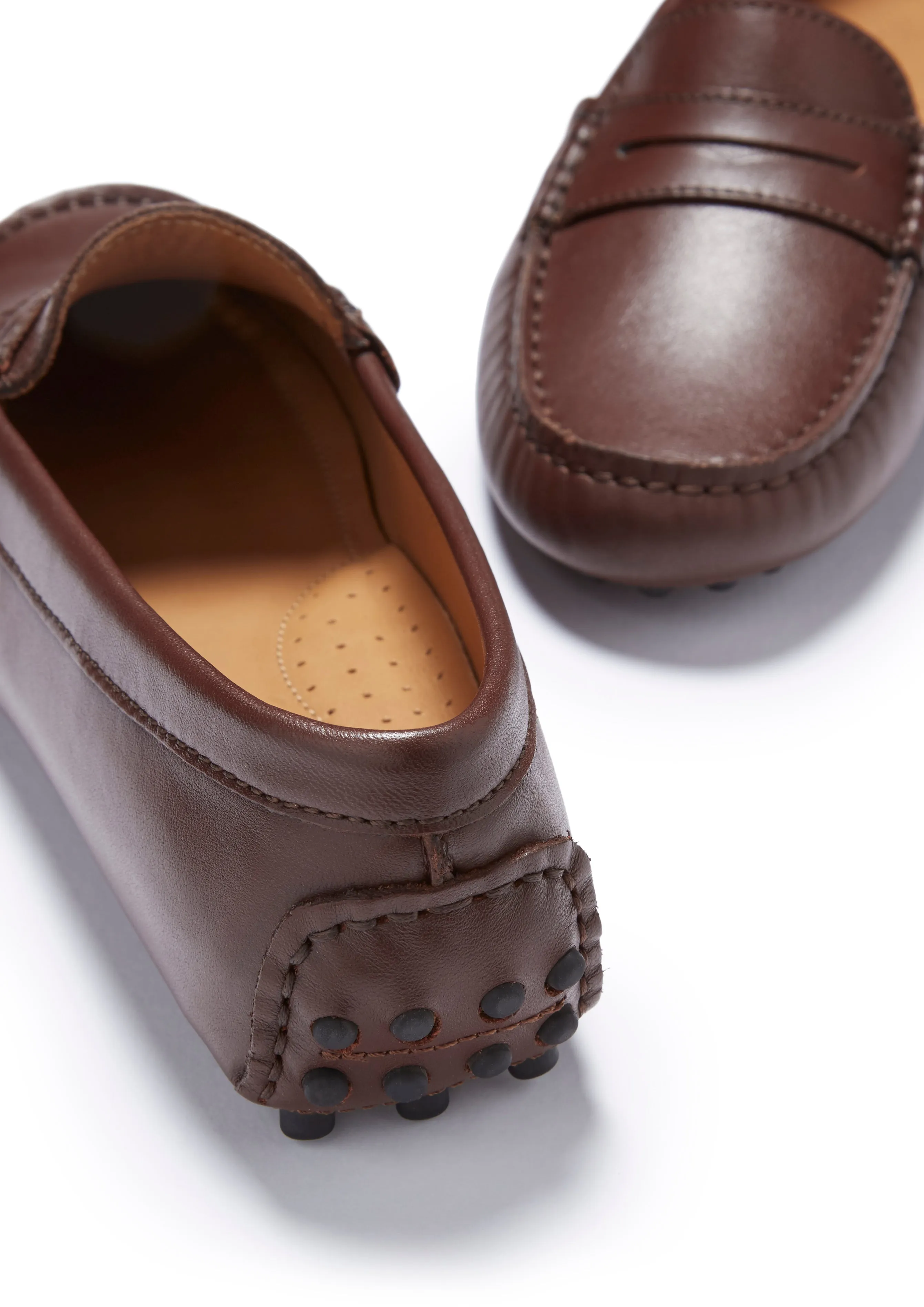 Women's Penny Driving Loafers, brown leather Crochet Loafers