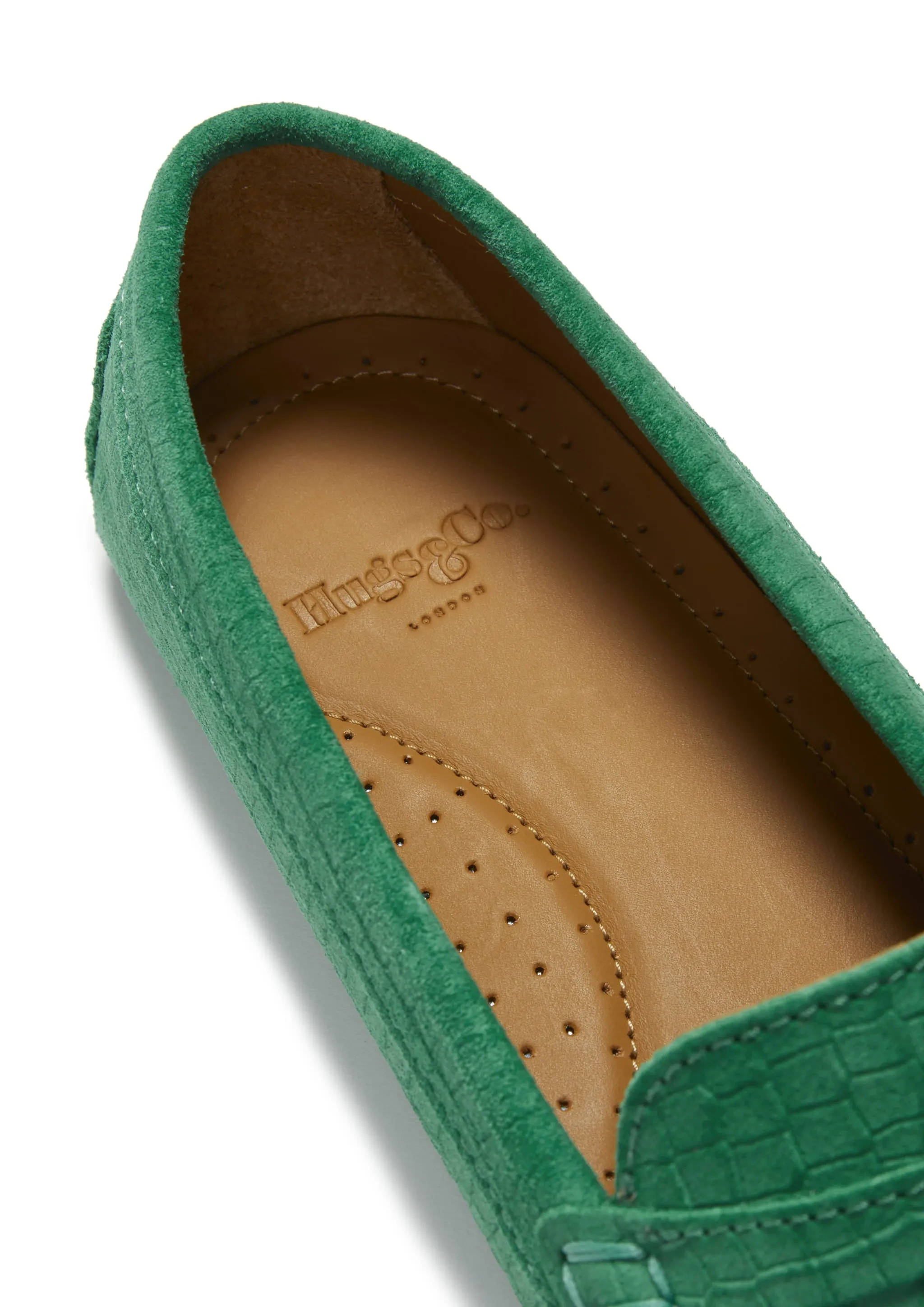 Jeweled Loafers Women's Penny Driving Loafers, emerald embossed suede