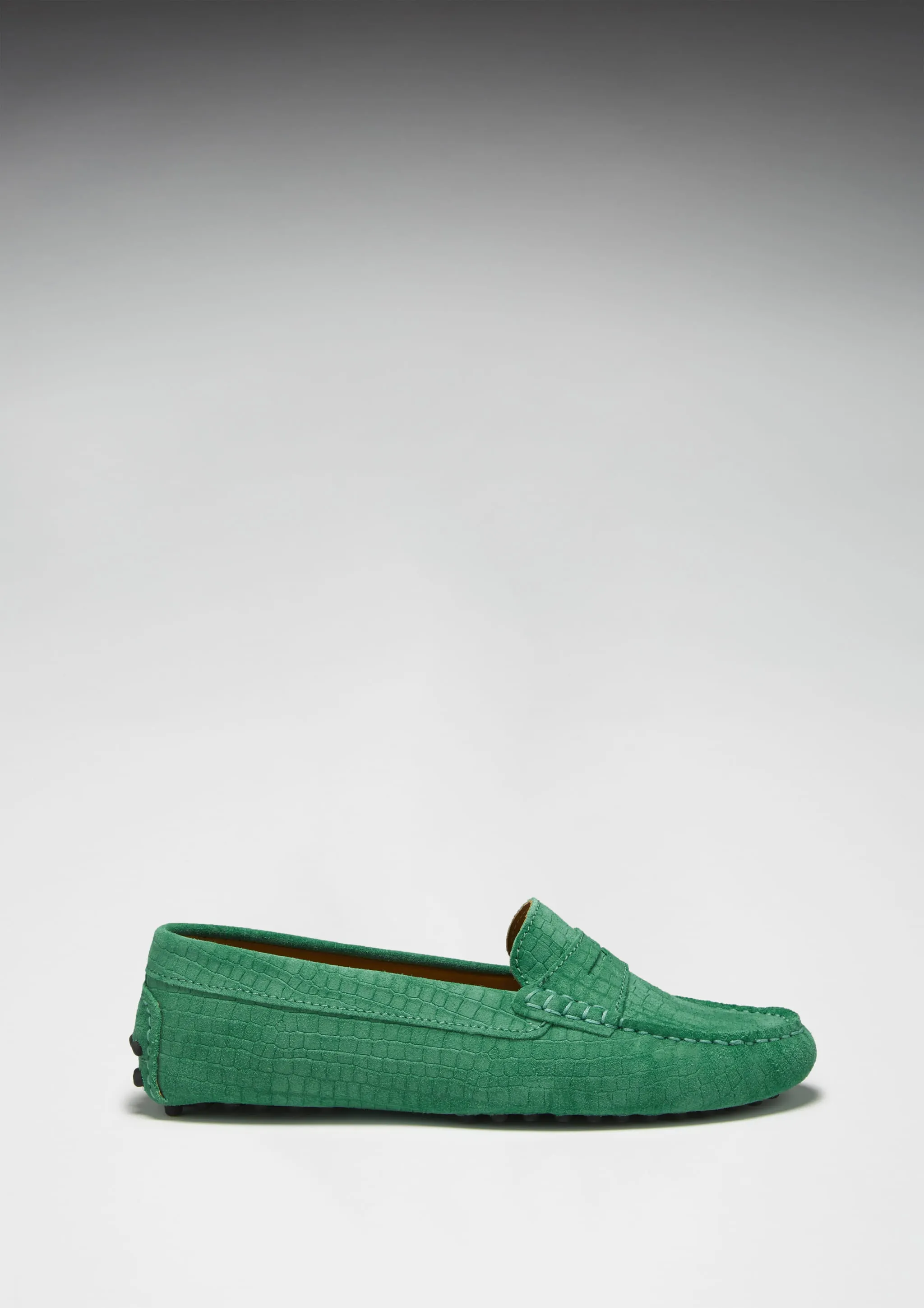 Loafers Navy Women's Penny Driving Loafers, emerald embossed suede
