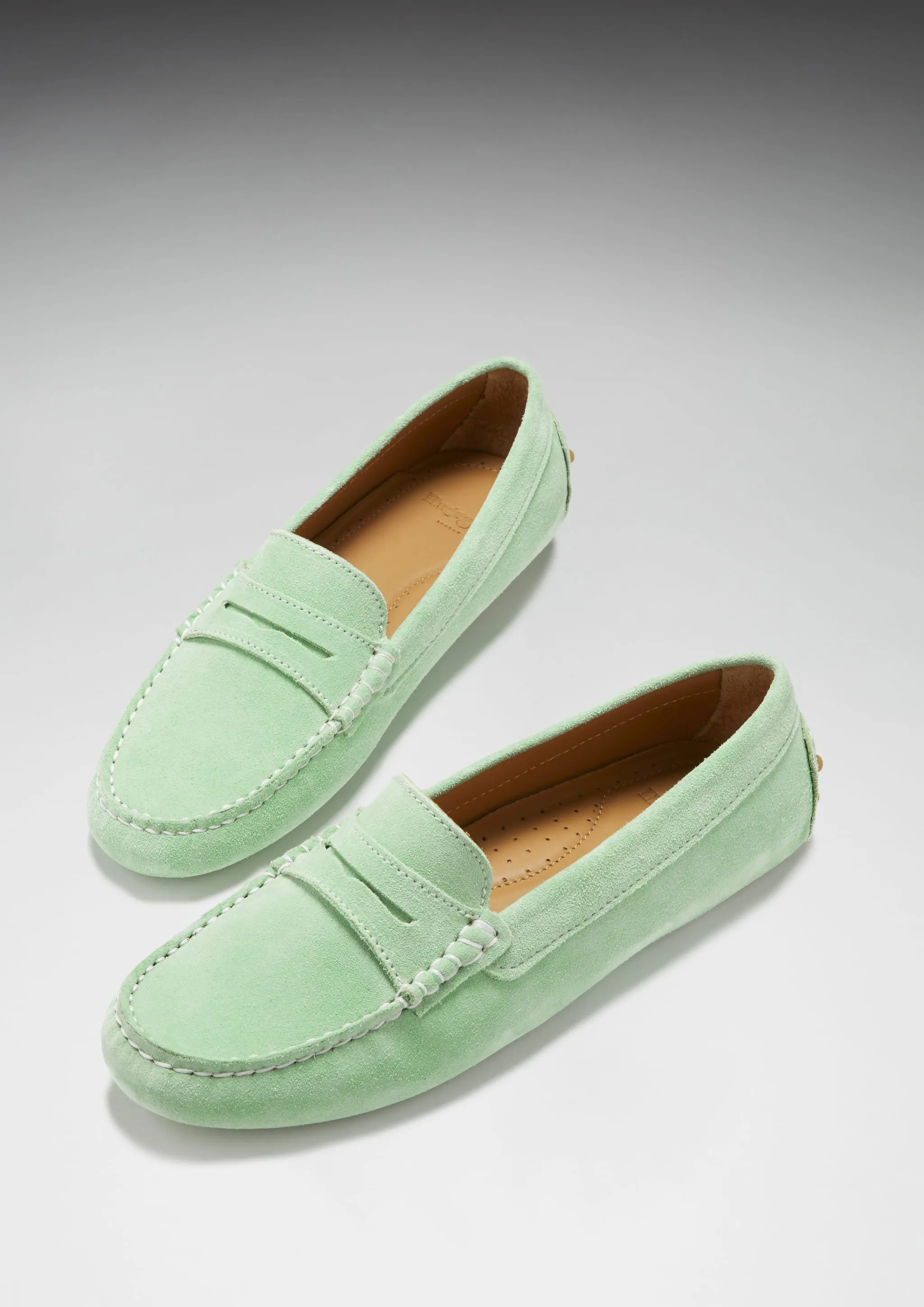 Michael Kors Penny Loafers Women's Penny Driving Loafers, lagoon green suede