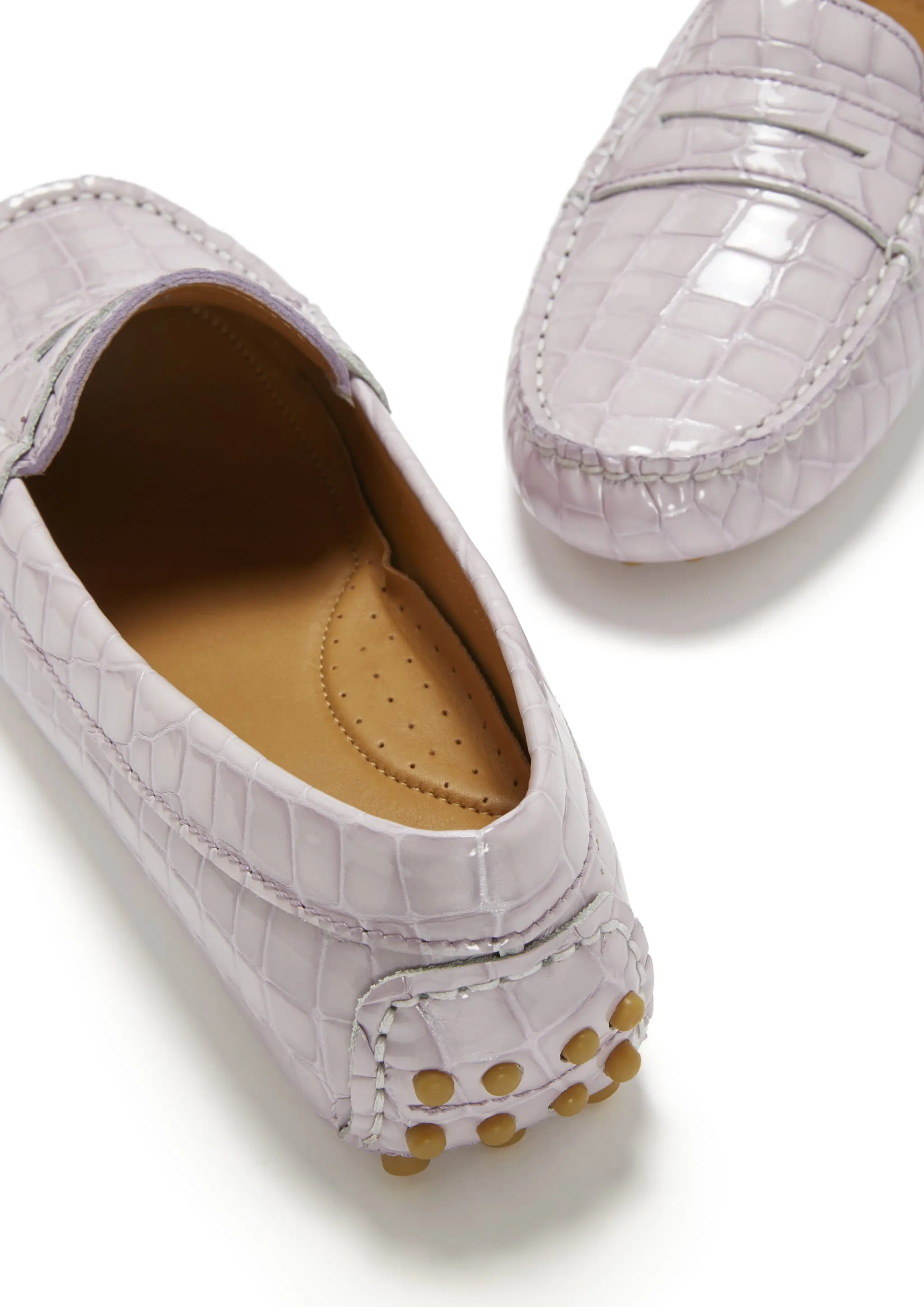 Loafers Ugly Women's Penny Driving Loafers, lilac croc print patent leather
