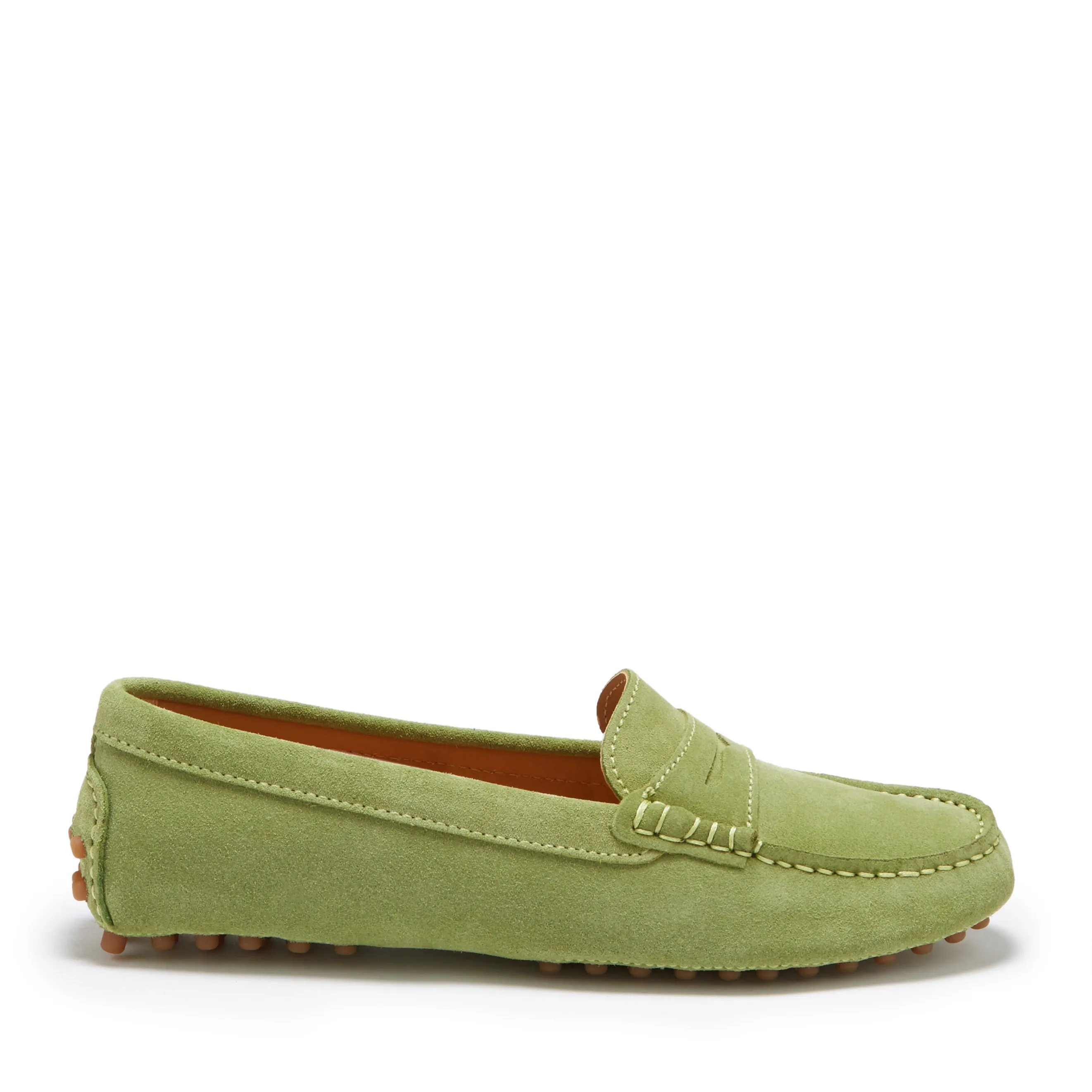 Women's Penny Driving Loafers, olive green Designer Penny Loafers