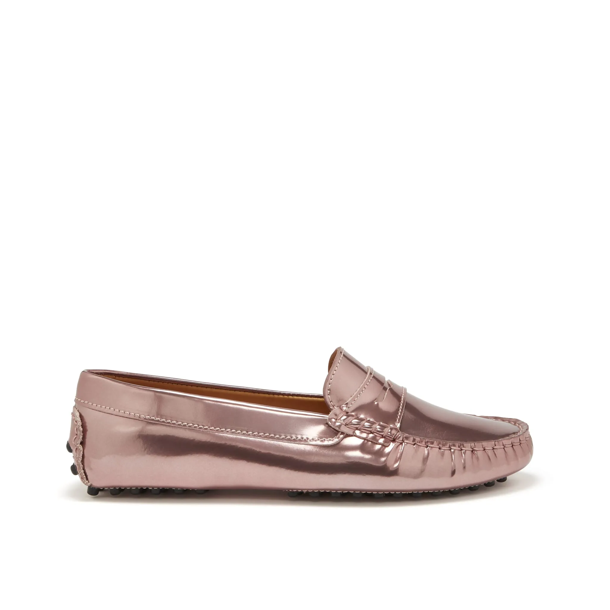 Martens Adrian Tassel Loafers Women's Penny Driving Loafers, rose gold patent leather
