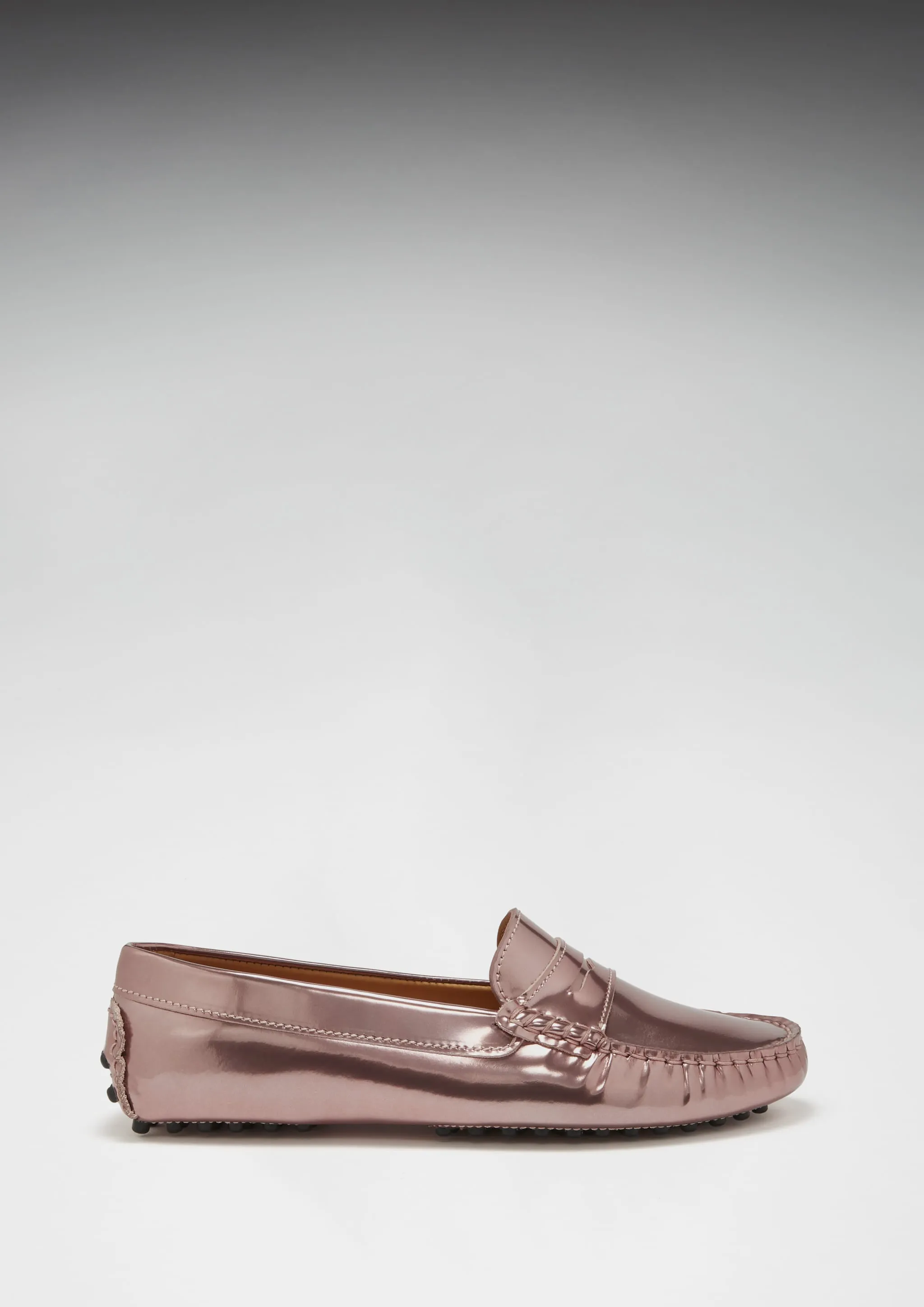 Women's Penny Driving Loafers, rose gold patent leather Loafers Steel Toe