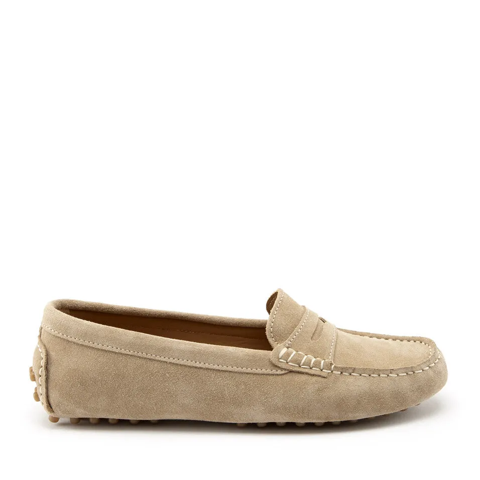 Women's Penny Driving Loafers, taupe suede Bass Weejuns Loafers