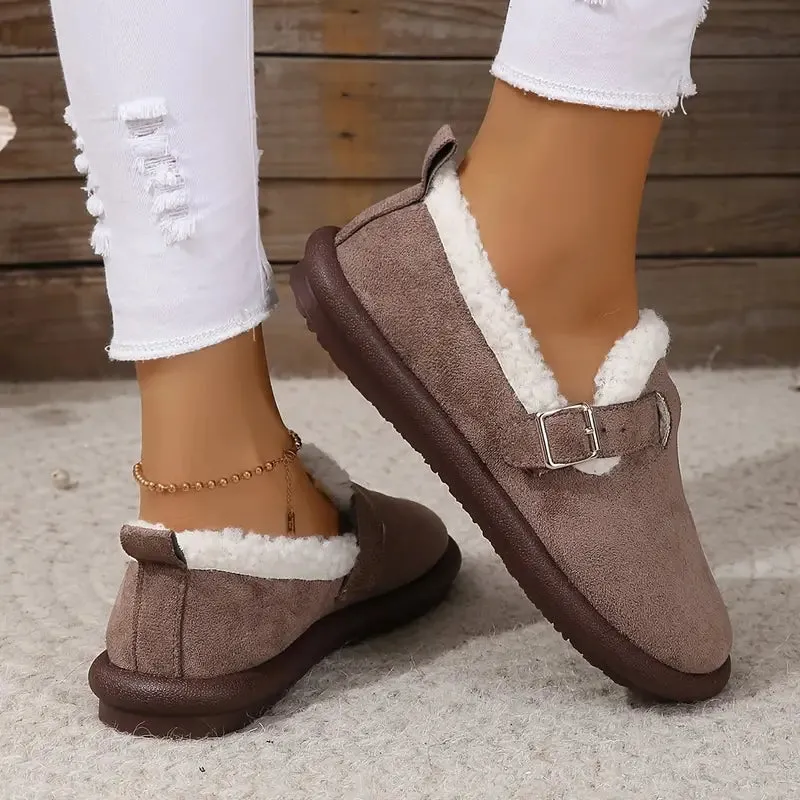 Loafers With Shorts Women's Plush Round Toe Slip-On Flats