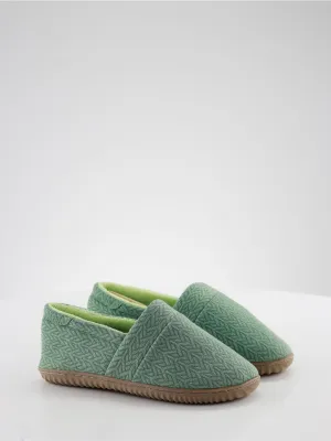 Hpuse Slippers Women's Ribbed Slip On Flat Slippers,Green