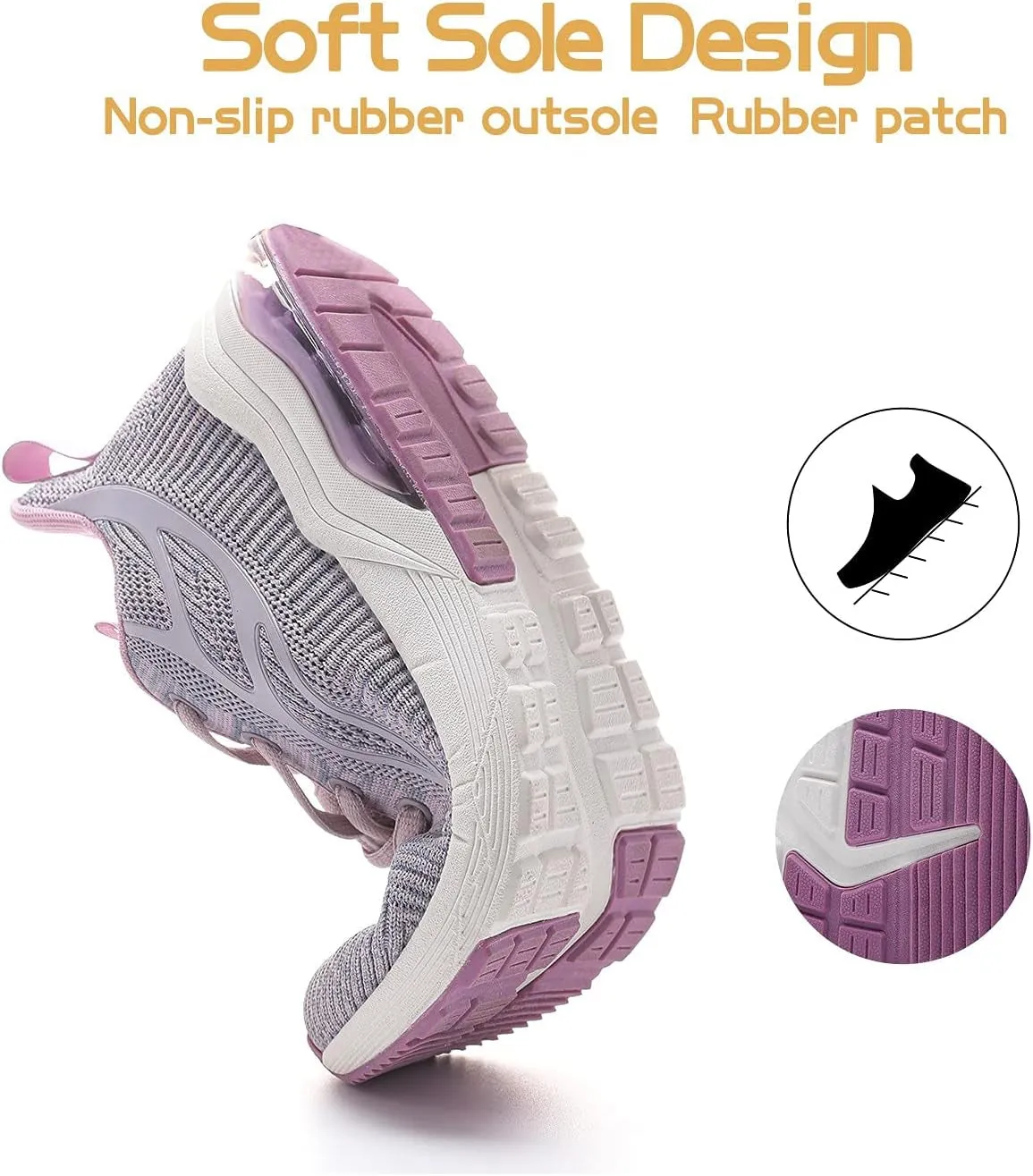 Best Trail Running Shoes Women'S Running Sneakers Tennis Shoes - Slip on Walking Casual Breathable Air Cushion Fashion Lightweight Shoes for Women Purple