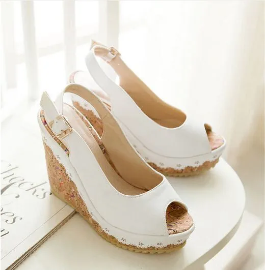 Women's Slingbacks Platform Wedges Sandals Raffia Slippers