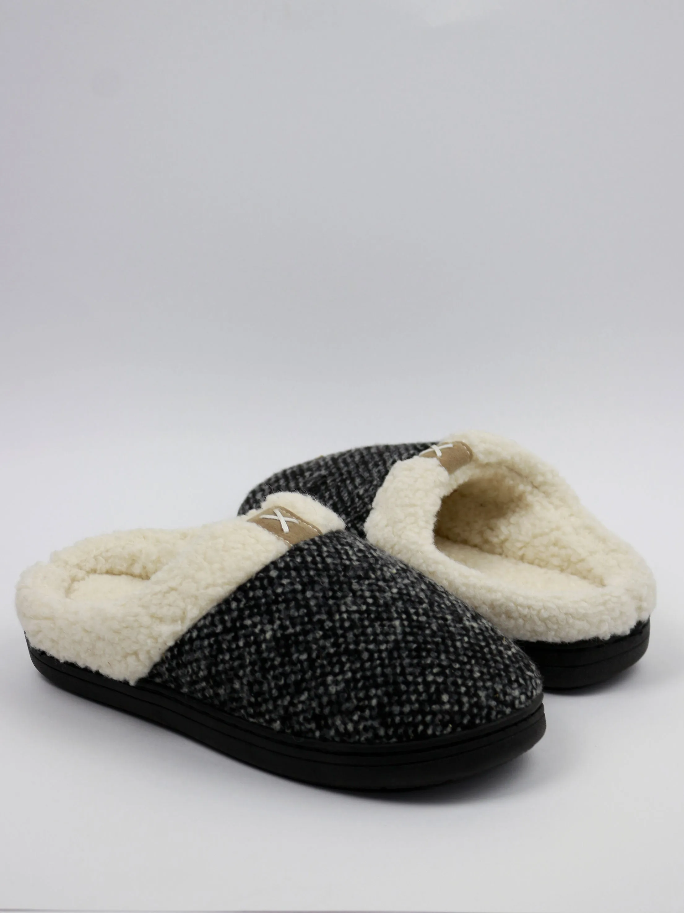 Women's Slip On Textile&Rubber Slipperss,Black Happy Feet Slippers Promo Code