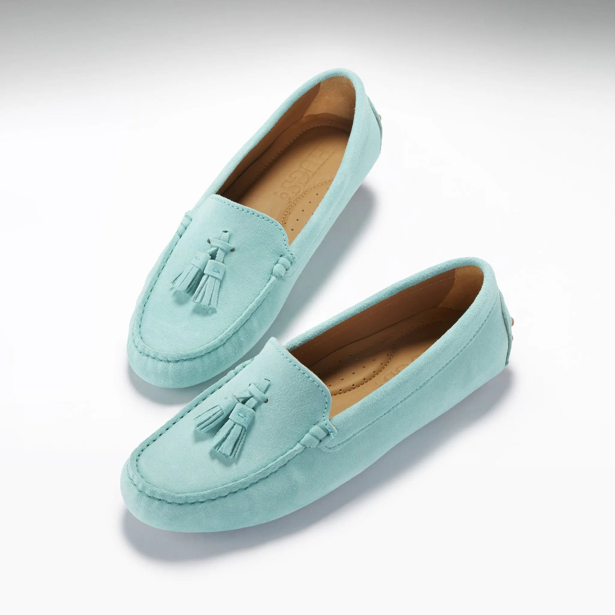 J Crew Camden Loafers Women's Tasselled Driving Loafers, aqua suede